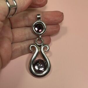 Vintage Silver and Purple Stone Pendant
